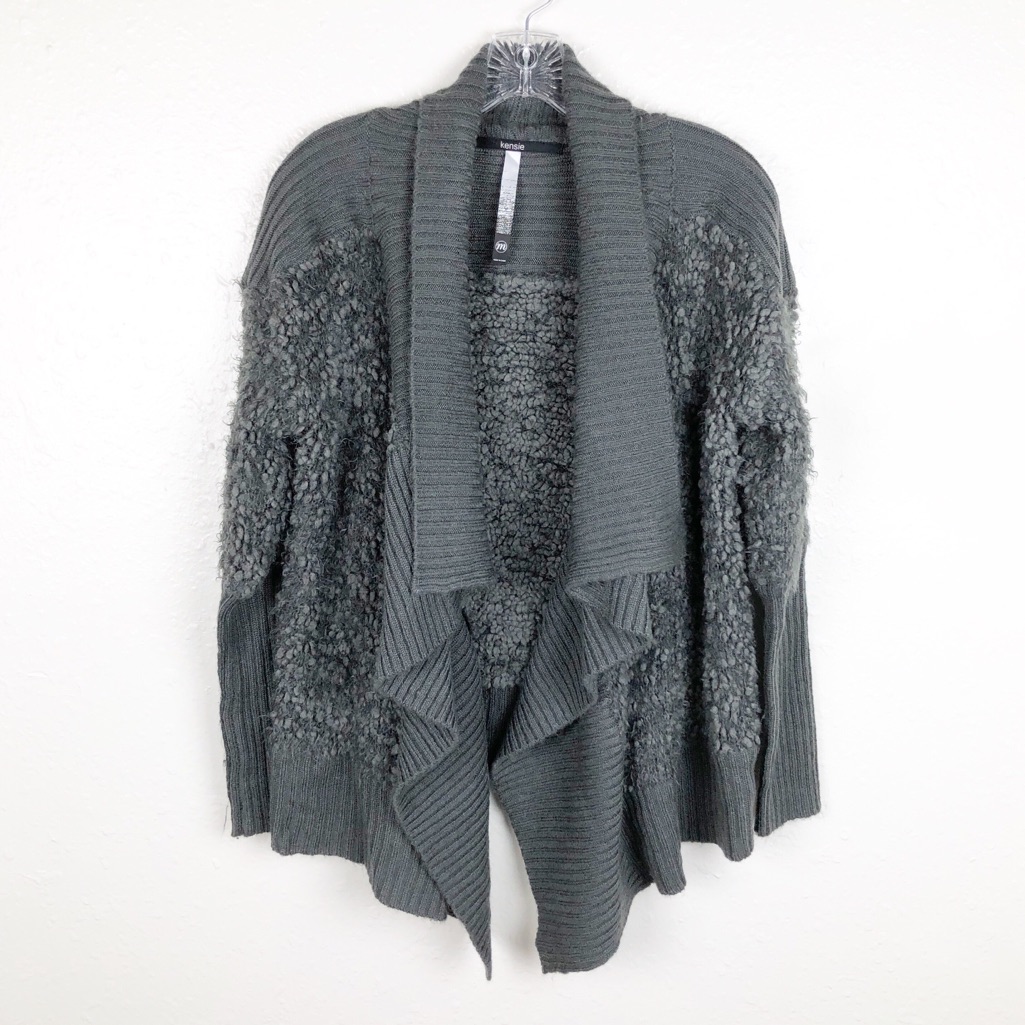 Kensie Chunky Knit Drape Open Front Cardigan M